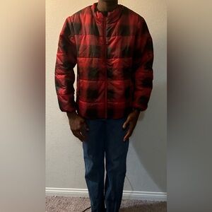 Red and Black Plaid Puffer Jacket by Universal Thread